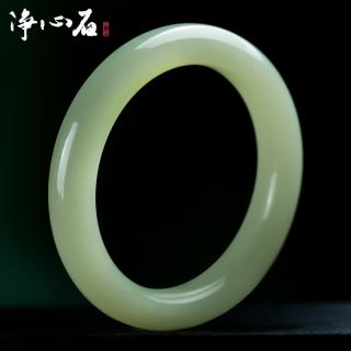净心石 和田玉手镯浅青玉女款玉镯多口径可选送妈妈送女友 内径约53