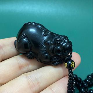 玉之星天然新疆和田玉墨玉貔貅吊坠羊脂黑玉瑞兽挂件工艺品
